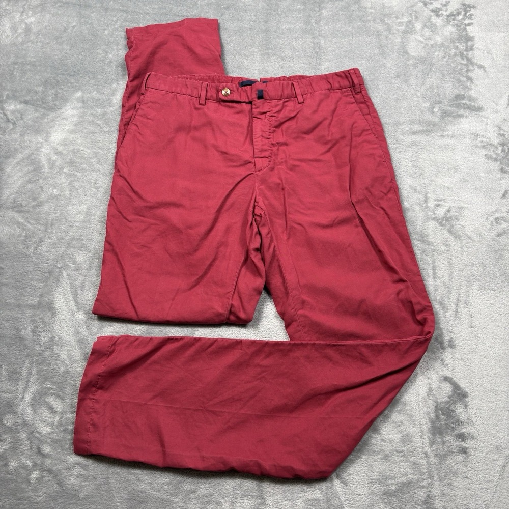 Incotex Slowear Chinolino Mens Red Linen Cotton Trousers Chino Pants 34x34